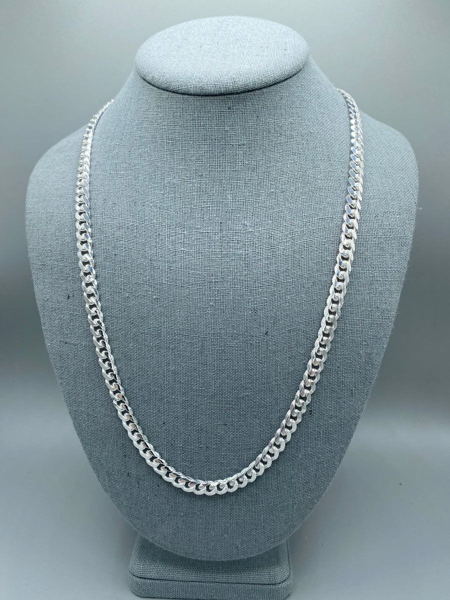 Silver cuban link chain deals with box lock